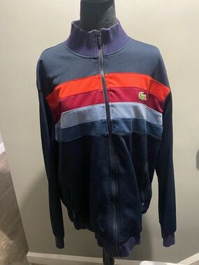 Lacoste Navy Jacket with Green Crocodile and Red Sport Text